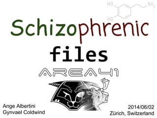 2014/06/02
Zürich, Switzerland
Schizophrenic
files
Ange Albertini
Gynvael Coldwind
Schizophrenic files
Area41
 