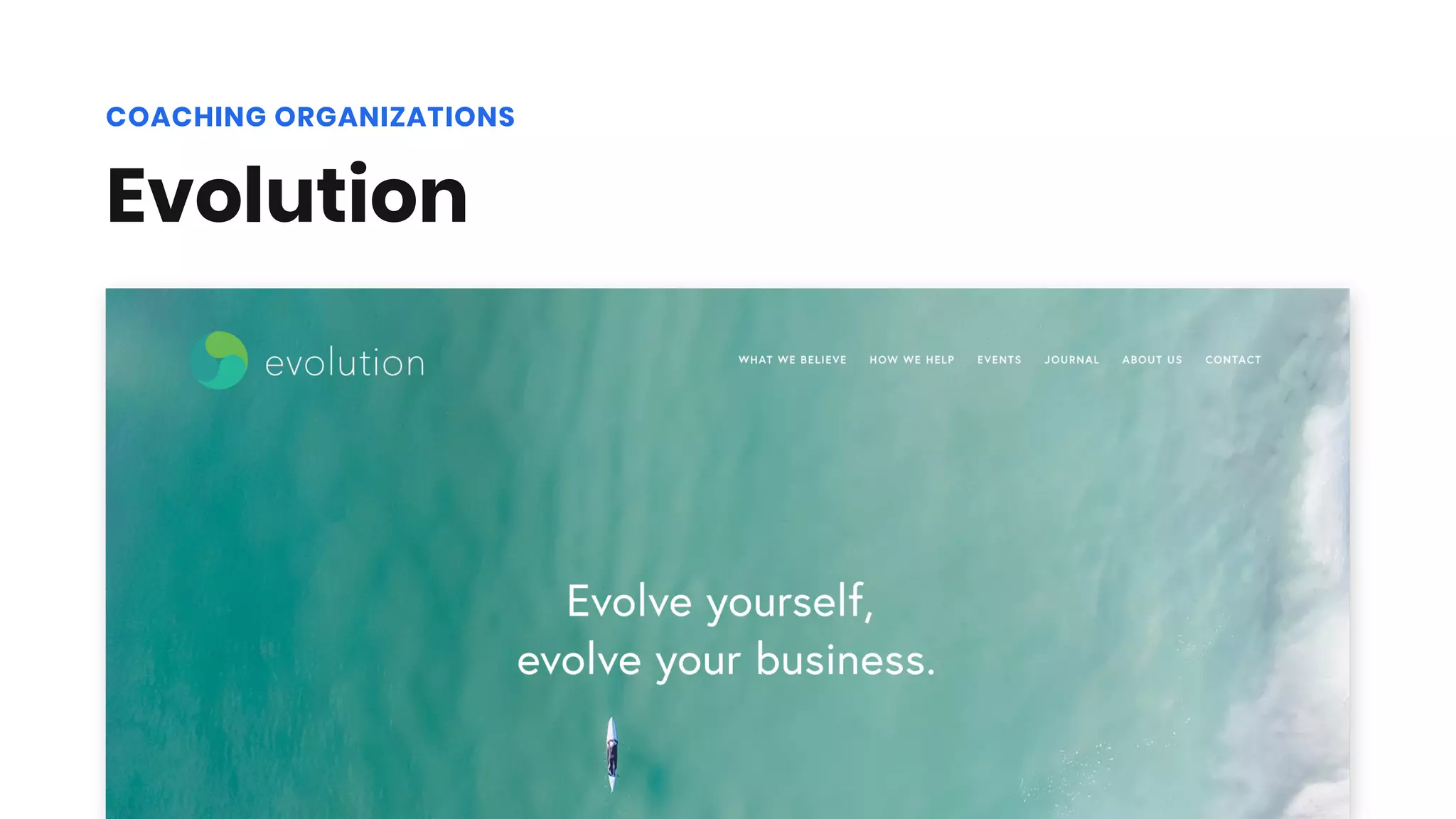 Evolution
COACHING ORGANIZATIONS
 