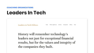 Leaders In Tech
COACHING ORGANIZATIONS
 