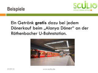 Ein Getränk  gratis  dazu bei jedem Dönerkauf beim „Alanya Döner“ an der Röthenbacher U-Bahnstation. Beispiele 22.09.10 www.sculio.de 