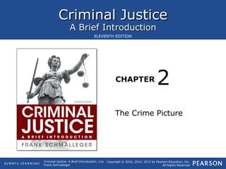 Criminal JusticeCriminal Justice
A Brief IntroductionA Brief Introduction
CHAPTER
Copyright © 2016, 2014, 2012 by Pearson Education, Inc.
All Rights Reserved
Criminal Justice: A Brief Introduction, 11e
Frank Schmalleger
ELEVENTH EDITION
The Crime Picture
2
 
