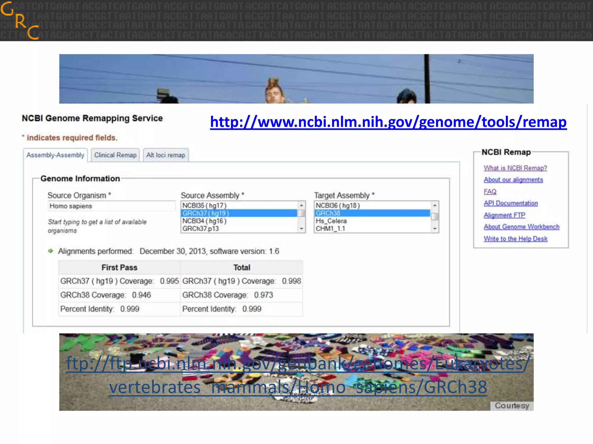 http://www.ncbi.nlm.nih.gov/genome/tools/remap

ftp://ftp.ncbi.nlm.nih.gov/genbank/genomes/Eukaryotes/
vertebrates_mammals/Homo_sapiens/GRCh38

 