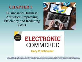 Business-to-Business
Activities: Improving
Efficiency and Reducing
Costs
CHAPTER 5
© 2017 Cengage Learning®. May not be scanned, copied or duplicated, or posted to a publicly accessible website, in whole or in part, except for use as permitted in a
license distributed with a certain product or service or otherwise on a password-protected website or school-approved learning management system for classroom use.
.
 