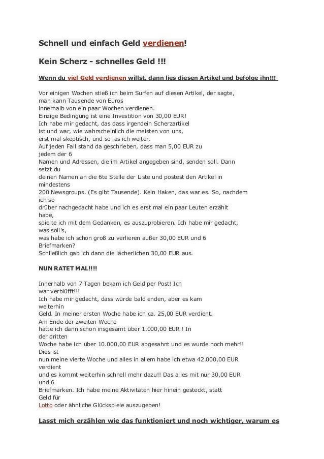Schnell Und Einfach Geld Verdienen Schnell Und Einfach Geld Verdienen
