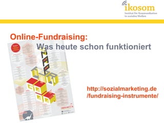Online-Fundraising:
      Was heute schon funktioniert




                  http://sozialmarketing.de
                  /fundraising-instrumente/
 