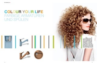 14
                                     UND SPüLEN
                                     COLOUr yOUr LIFe
                                     FARbIgE ARMATUREN




     SChOCK armaturen gibt
     es in vielen neuen harmo-
     nischen Farbtönen, als la-
     ckierte Version und in massiv
     eingesetztem CrISTaDUr®-
                      ®
     und                -Material.
     Mit ihren Chromakzenten
     und identischen Farbtönen
     passen sie perfekt zu den
     hochwertigen SChOCK Gra-
15




     nitspülen.
 