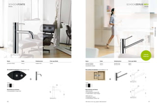 SCHoCkFOnTe                                                                                                                                                     SCHoCkZerUS neU
     Klassik                                                                                                                                                                                     Klassik




                                                                                                                                                                                                                PREmIUm LInE
                                                                                                                                                                                                OvALER
                                                                                                                                                                                                AUSLAUF



name                            Farbe             Artikelnummer   Preis zzgl. mwSt.          name                             Farbe                  Artikelnummer    Preis zzgl. mwSt.

SCHoCk FontE                    Chrom             548000 CHr      379 €                      SCHoCk ZErUS                     Chrom                  567000 CHr       339 €
                                                                                             SCHoCk ZErUS                     Chrom                  567120 CHr       399 €
                                                                                             (ausziehbarer Auslauf)


die perfekte Kombination: Spüle FoCUS C-150                                                  die perfekte Kombination: Spüle SignUS D-150
                                                                                                                                                                                          205




                                                                                                                                                                         182
                                              +                                                                                                  +




                                                                                                                                                                                                  120
                                                                                                                                                                         bohrung 35 ø
Chrom                                                                                        Chrom

                                                                                 200
                                                                                                                                                                                          200


Beschreibung und Extras                                                                      Beschreibung und Extras
• Schwenkbereich Armatur 360°                                                                ZErUS 567000




                                                                                                                                                                         182
                                                                  295




                                                                                             • Schwenkbereich Auslauf 360°




                                                                                                                                                                                                  115
                                                                                             • ovales Modell in neuem Design
                                                                                       145




                                                                                             ZErUS 567120
                                                                                             • Ausziehbarer Auslauf                                                      bohrung 35 ø
                                                                  bohrung 35 ø               • Schwenkbereich Auslauf 150°


40                                                                                           Alle preise in Euro zzgl. gesetzl. Mehrwertsteuer                                                             41
 