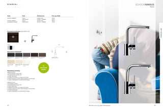 SCHoCknIMbUS
                                                                                                                                                                                                Klassik




name                                      Farbe                                 Artikelnummer           Preis zzgl. mwSt.

SCHoCk niMBUS                             Chrom                                 523000 CHr              509 €
                                          CriStADUr®                            523000 + FArBnr.        559 €
SCHoCk niMBUS                             Chrom                                 523120 CHr              689 €
(ausziehbarer Auslauf)                    CriStADUr®                            523120 + FArBnr.        729 €




                                                                                                                                                                                                               PREmIUm LInE
die perfekte Kombination: Spüle vEro n-100




                                             +
Chrom                                                                                                                  217




                                                                                                        270




                                                                                                                             245
materialfarben CRISTAdUR®




Magma MaG (97)       Carbonium Car (90) Stone STO (88)          Chocolate CHO (86) bronze brO (87)      bohrung 35 ø
Metallicfarbe        Metallicfarbe         Metallicfarbe        Metallicfarbe      Metallicfarbe




avorio aVO (92)      Magnolia MGL (89)     Polaris POL (99)
Farbe mit leichter   Farbe mit leichter    Farbe mit leichter
Struktur             Struktur              Struktur                                                In
                                                                                       CRISTAdUR®
                                                                                           FARBEn
Beschreibung und Extras
niMBUS 523000
• Schwenkbereich Auslauf 360°
• Schwenkbereich kopfteil 130°
• ovaler Querschnitt
• perfekte kombination von Spüle und Armatur
• Farblich passend zu jedem geschmackstyp und küchenstil
• Lackiert, farbidentisch mit CriStADUr®-Spülen

niMBUS 523120
• Ausziehbarer Auslauf
• Schwenkbereich Auslauf 130°
• ovaler Querschnitt
• perfekte kombination von Spüle und Armatur
• Farblich passend zu jedem geschmackstyp und küchenstil
• rückﬂussverhinderer
• Lackiert, farbidentisch mit CriStADUr®-Spülen




42                                                                                                                                 Alle preise in Euro zzgl. gesetzl. Mehrwertsteuer                      43
 
