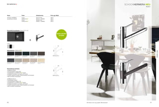 SCHoCkHerMera neU
                                                                                                                                                                                                  Modern




name                                 Farbe                                    Artikelnummer         Preis zzgl. mwSt.

SCHoCk HErMErA                       Chrom                                    565120 CHr            399 €
(ausziehbarer Auslauf)                                   ®
                                                                              565120 + FArBnr.      469 €
                                     Chrom                                    565000 CHr            339 €
                                                         ®
                                                                              565000 + FArBnr.      389 €




die perfekte Kombination: Spüle City D-100


                                                                                                                mOdELLnEUHEIT
                                                                                                                    In FARBE



                                                             +
Chrom

                                                                                                                 191



materialfarben                       ®




                                                                                                         208




                                                                                                                                                                                                                TREnd LInE
                                                                                                                        137
nero Gne (13)       Onyx GOn (10)        Lava GLa (40)       Inox GIn (12)      Mocha GMC (63)          bohrung 35 ø
Unifarbe            Metallicfarbe        Strukturfarbe       Metallicfarbe      Unifarbe




Graphite GGr (15)   arena Gar (47)       Gobi GSa (58)       Terra GTe (38)     Colorado GCO (08)
Strukturfarbe       Strukturfarbe        Strukturfarbe       Strukturfarbe      Unifarbe


                                                                                                                 190

Beschreibung und Extras
                                                                                                         208




HErMErA 565000
                                                                                                                        135




• Schwenkbereich Auslauf 360°
• Farbidentisch mit             ®
                                  -Spülen
• perfekte kombination von Spüle und Armatur
• Farblich passend zu jedem geschmackstyp und küchenstil                                                bohrung 35 ø
• Mit innovativem Flachperlator

HErMErA 565120
• Ausziehbarer Auslauf
• Schwenkbereich Auslauf 150°
• Farbidentisch mit             ®
                                  -Spülen
• perfekte kombination von Spüle und Armatur
• Farblich passend zu jedem geschmackstyp und küchenstil
• Mit innovativem Flachperlator




60                                                                                                                              Alle preise in Euro zzgl. gesetzl. Mehrwertsteuer                          61
 