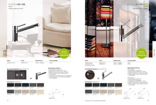 SCHoCkSC-100                                                                                                                                                                                                                                                    SCHoCkSC-50 neU
     Klassik                                                                                                                                                                                                                                                                                            Klassik
     Lieferbar solange vorrat reicht                                                                                                                                                                                                                                             Markteinführung im 1. Quartal




                                                                                                                                                                                                                                                                                                                           TREnd LInE
                                                                                                                                ORIGInAL                                                                                                                                                      ORIGInAL
                                                                                                                                             ®                                                                                                                                                            ®



                                                                                                                             UmmAnTELUnG                                                                                                                                                  UmmAnTELUnG



name                                 Farbe                                    Artikelnummer           Preis zzgl. mwSt.                                    name                                 Farbe                                    Artikelnummer                Preis zzgl. mwSt.

SCHoCk SC-100                                            ®
                                                                              591000 + FArBnr.        399 €                                                SCHoCk SC-50                                             ®
                                                                                                                                                                                                                                         503000 + FArBnr.             269 €
                                                                                                                                                           SCHoCk SC-50                                             ®
                                                                                                                                                                                                                                         503120 + FArBnr.             379 €
                                                                                                                                                           (ausziehbarer Auslauf)

                                                                                                    Beschreibung und Extras                                                                                                                                           Beschreibung und Extras
die perfekte Kombination: Spüle typoS D-150                                                                                                                die perfekte Kombination: Spüle X-trA r-125                                                                SC-50 503000
                                                                                                    • Schwenkbereich Armatur 170°
                                                                                                    • Farbidentisch mit             ®
                                                                                                                                      -Spülen                                                                                                                         • Schwenkbereich Auslauf 360°
                                                                                                    • perfekte kombination von Spüle und Armatur                                                                                                                      • Farbidentisch mit             ®
                                                                                                                                                                                                                                                                                                        -Spülen
                                                                                                    • Farblich passend zu jedem geschmackstyp                                                                                                                         • perfekte kombination von Spüle und Armatur
                                                                                                      und küchenstil                                                                                                                                                  • Farblich passend zu jedem geschmackstyp
                                                                                                    • Dank neuer Schwenktechnik dreht sich der gesamte                                                                                                                  und küchenstil


                                                             +                                                                                                                                 +
                                                                                                      Armaturenkörper mit und reduziert die Anfälligkeit
                                                                                                      für Undichtigkeiten                                                                                                                                             SC-50 503120
                                                                                                                                                                                                                                                                      • Schwenkbereich Auslauf 150°
                                                                                                                                                                                                                                                                      • Ausziehbare Schlauchbrause
                                     ®                                                                                                                                                          ®                                                                     • Farbidentisch mit             ®
                                                                                                                                                                                                                                                                                                        -Spülen
materialfarben                                                                                                                                             materialfarben
                                                                                                                                                                                                                                                                      • perfekte kombination von Spüle und Armatur
                                                                                                                                                                                                                                                                      • Farblich passend zu jedem geschmackstyp
                                                                                                                                                                                                                                                                        und küchenstil

nero Gne (13)       Onyx GOn (10)        Lava GLa (40)       Inox GIn (12)      Mocha GMC (63)                                                             nero Gne (13)       Onyx GOn (10)        Lava GLa (40)       Inox GIn (12)      Mocha GMC (63)
Unifarbe            Metallicfarbe        Strukturfarbe       Metallicfarbe      Unifarbe                                                                   Unifarbe            Metallicfarbe        Strukturfarbe       Metallicfarbe      Unifarbe
                                                                                                                                                                                                                                                                          224                           224
                                                                                                                    216




                                                                                                                                                                                                                                                               213




                                                                                                                                                                                                                                                                                            213
                                                                                                     167




Graphite GGr (15)   arena Gar (47)       Gobi GSa (58)       Terra GTe (38)     Colorado GCO (08)                                                          Graphite GGr (15)   arena Gar (47)       Gobi GSa (58)       Terra GTe (38)     Colorado GCO (08)




                                                                                                                                                                                                                                                                                    156




                                                                                                                                                                                                                                                                                                                     157
                                                                                                                                   138




Strukturfarbe       Strukturfarbe        Strukturfarbe       Strukturfarbe      Unifarbe                                                                   Strukturfarbe       Strukturfarbe        Strukturfarbe       Strukturfarbe      Unifarbe




                                                                                                     bohrung 35 ø                                                                                                                                              bohrung 33 ø                bohrung 33 ø

74                                                                                                                                                         Alle preise in Euro zzgl. gesetzl. Mehrwertsteuer                                                                                                      75
 