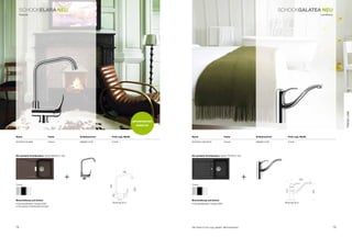 SCHoCkeLara neU                                                                                                                                                        SCHoCkGaLaTea neU
     Klassik                                                                                                                                                                                              Landhaus




                                                                                                                                                                                                                          TREnd LInE
                                                                                    UnTERFEnSTER-
                                                                                       ARmATUR



name                          Farbe           Artikelnummer     Preis zzgl. mwSt.                   name                             Farbe                  Artikelnummer       Preis zzgl. mwSt.

SCHoCk ELArA                  Chrom           568000 CHr        279 €                               SCHoCk gALAtEA                   Chrom                  569000 CHr          319 €




die perfekte Kombination: Spüle iMAgo D-100                                                         die perfekte Kombination: Spüle typoS D-100




                                                                            195

                                          +                                                                                                             +                                    220

Chrom                                                                                               Chrom
                                                              345




                                                                                     250




                                                                                                                                                                              213




                                                                                                                                                                                                    184
                                                                105




Beschreibung und Extras                                                                             Beschreibung und Extras
• Schwenkbereich Auslauf 360°                                       bohrung 35 ø                    • Schwenkbereich Auslauf 360°                                             bohrung 35 ø
• kompakte Unterfenster-Armatur




78                                                                                                  Alle preise in Euro zzgl. gesetzl. Mehrwertsteuer                                                                79
 