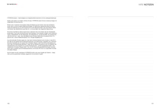 Ihre NOTIZEN




HYPERION-System – Nachhaltigkeit und integrierte Memoryfunktion für Ihre Lieblingseinstellungen

Spülen wird wieder zum Erlebnis. Mit der Armatur HYPERION vereint Schock modernes Design mit
zeitgemäßer Armaturentechnik.

Ähnlich wie in modernen Automobilen erfolgt die Bedienung der Armatur samt der Sonderfunk-
tionen über nur einen einzigen Multifunktionsregler. Ein elektronisch gesteuertes Memory-Modul
erlaubt die Speicherung von drei Programmen für den Wasserdurchlauf, das automatische Heben
und Senken des Ablaufventils sowie das Ein- und Ausschalten der integrierten Beleuchtung.

Sie können das Memory-Modul ergonomisch optimal für Sie an der Spüle oder der Arbeitsplatte
positionieren. Auch wenn Sie einmal keine Hand freihaben, ist es bequem möglich, durch einfaches
Tippen, beispielsweise mit dem Ellenbogen, den Wasserlauf an- und abzuschalten. Per QuickAccess
rufen Sie durch ein-, zwei- oder dreimaliges kurzes Drücken direkt eines der gespeicherten Pro-
gramme ab, in denen Wassertemperatur und -mengen festgelegt sind.

Aus internationalen Studien ergab sich, dass beim intuitiven Bedienen einer Armatur in über 80 %
der Fälle auf drei gebräuchliche Wassertemperaturen und Fließmengen zugegriffen wird. Speichern
Sie diese Charaktere ab und sparen Sie so erheblich Wasser, indem Sie die Grundeinstellung mit
nicht voller Durchlaufmenge generieren. Legen Sie Ihre Wassernutzoptionen fest und deﬁnieren Sie
beispielsweise je ein Programm für „kurzes Händewaschen“, „großen Spaghettitopf füllen“ oder
„Spülbecken mit heißem Wasser füllen“. Der mit LED-Technik ausgestattete Drehregler informiert
durch seine Lichtfarbe über die Wassertemperatur und schützt Sie somit vor ungewolltem Kontakt
mit heißem Wasser.

Schock bietet mit dem patentierten HYPERION-System eine neue Qualität des Spülens – zeitge-
mäß, auf Ihre persönlichen Vorlieben abgestimmt und schnell im Zugriff.




100                                                                                                          101
 