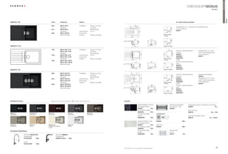 PremiumLine
                                                                                                                                                                                                                                                                                                              CristAdUr® signUs
                                                                                                                    SIGNUS D-100                                                                                                                                                                                                                     Modern




                                                                                                                                                                                                                                                                                                                                                                                signUs
signUs d-100                                                           420
                                                                    preis             artikel-nr.                   einbau                                                                                                                                                         im lieferumfang enthalten




                                                     37,5
                                                                    565,–      289sig d 100 a                       installation:          einbau von oben,                                  420




                                                                                                                                                                         37,5
                                                                                                                                                                                               289                                                                                 Ablaufgarnitur 3½”, Korbventil, exzenterbedienung,
                                                                                      (Auflage)                                            Unterbau,




                                                                                                                                                                                                                                                                        480
                                                                                                                                                                                                                                                                                    Chrom glänzend
                                                                                                                                                                                                                                                                                  For installation from top
                                                                    577,–             sig d 100 U                                          flächenbündig                                                                                                R10
                                                                                                                                                                                                                                                             450                   629371
                                                                                                                                                                                                                                                                                  Maße für Einbau
                                                                                      (Unterbau)                    Unterschrank:          45 cm




                                                                                                                                                                                                          500
                                                                                                                                                                                                                                                          840                           von oben
                                                                    590,–             sig d 100 fB                  eckschrank:            –
                                                                                      (flächenbündig)               position:              Becken reversibel                                                                                       Maße für Einbau
                                                                                                                                                                                                                                                   von oben
                                                                                                                                                                                860




                                                                                            500
                                                                                                                                                                                             347                             430




                                                                                                                                                                                                                                                                        486
                                                                                                                                                                                                                                                                                  For undermount installation
                                                                                                                                                                                                                                                        R10
                                                                                                                                                                                                                                                                                  Maße für Unterbau




                                                                                                                                                                                       195
                                                                                                                                                                                                                                                               450




                                                                                                                                                                                                                                     304
                                                                                                                                                                                                                                                            846
signUs d-100 l                                                                                                                                                                               450                                                   Maße für Unterbau


                                                                    730,–             sig d 100 l a s*              installation:          einbau von oben,
                                                            860                       sig d 100 l a W*                                     Unterbau,
                                                                                                                                                                                                                                                                  600         7    premium Glasschneidbrett,
                                                                                                                                                                                                                                                                                  For installation from top
                                                                                                                                                                                                                                                                                                                                Ablaufgarnitur 3½”, Korb-
                                                                                                                                                                                                                                                                                   schwarz                                      ventil, exzenterbedienung,
                                                                                      (Auflage)                                            flächenbündig                                                                                                                          Maße für Einbau




                                                                                                                                                                                                                                                                          480
                                                                                                                                                                                                                                                                                   629046                                       Chrom glänzend




                                                                                                                                                                                                                                                    0
                                                                                                                                                                                                                500




                                                                                                                                                                                                                                                   R1
                                                                                                                                                                                                                                                                                        von oben
                                                                    742,–             sig d 100 l U s*              Unterschrank:          60 cm
                                                                                      sig d 100 l U W*
                                                                                      (Unterbau)
                                                                                                                     SIGNUS D-150
                                                                                                                    eckschrank:
                                                                                                                    position:
                                                                                                                                           –
                                                                                                                                           Becken reversibel
                                                                                                                                                                                                                                                              980
                                                                                                                                                                                                                                                   Maße für Einbau
                                                                                                                                                                                                                                                                                   629046U
                                                                                                                                                                                                                                                                                   629046fB
                                                                                                                                                                                                                                                                                                                                629371

                                                                                                                                                                                 1000                                                              von oben                        Oder
                                                                    765,–             sig d 100 l fB s*
                                                                         347          sig d 100 l fB W*                               430                                                     478                            430                                                   premium Glasschneidbrett,
                                                                                                                                                                                                                                                                                   weiß
                                                                                                                                                                                                                                                                                  For undermount installation
                                                                                      (flächenbündig)




                                                                                                                                                                                                                                                    R1




                                                                                                                                                                                                                                                                          486
                                                                                                                                                                                                                                                                                  Maße für Unterbau




                                                                                                                                                                                                                                                        0
                                                                                                                                                                                                                                                                                   629045




                                                                                                                                                                                       195




                                                                                                                                                                                                                                     304
                                                                                                                                                                                                                7                                                                  629045U
                                                                  195




                                                                                                                                                                                                                                                            986
                                                                                                                                                                                              600
                                                                                                                                                                                                                                                                                   629045fB
signUs d-150                                                                                                                                                                                                                                       Maße für Unterbau




                                                                                                                                                         304
                                                                              417
                                                       37,5




                                                                                                                                                                                37,5
                                                                    885,–             sig d 150 a s*                installation:          einbau von oben,                                        417
                                                                                                                                                                                                                                                                                   premium Glasschneidbrett,                    resteschale edelstahl
                                                                                      sig d 150 a W*                                       Unterbau,                                                                                                                                For installation from top
                                                                                                                                                                                                                                                                                   schwarz                                      629043




                                                                                                                                                                                                                                                                          480
                                                                                      (Auflage)                                            flächenbündig
                                                                         450                                                                                                                                                                            R10                         Maße für Einbau
                                                                                                                                                                                                                                                                                   629046 oben                                  Ablaufgarnitur 3½”, Korb-




                                                                                                                                                                                                                500
                                                                    897,–             sig d 150 U s*                Unterschrank:          60 cm                                                                                                                                           von
                                                                                                                                                                                                                                                                 600
                                                                                                                                                                                                                                                                                   629046U                                      ventil, exzenterbedienung,
                                                                                      sig d 150 U W*                eckschrank:            –                                                                                                                  980         5
                                                                                                                                                                                                                                                                                   629046fB                                     Chrom glänzend
                                                                                      (Unterbau)                    position:              Becken reversibel                                                                                       Maße für Einbau
                                                                                                                                                                            1000                                                                   von oben                        Oder                                         629373
                                                                                                  500




                                                                    925,–             sig d 150 fB s*                                                                                                                        430                                                   premium Glasschneidbrett,
                                                                                      sig d 150 fB W*                                                                            159               344                       352
                                                                                                                                                                                                                                                        R10                        weiß
                                                                                                                                                                                                                                                                                    For undermount installation
                                                                                      (flächenbündig)




                                                                                                                                                                                                                                                                          486
                                                                                                                                                                                120
                                                                                                                                                                                                                                                                                   629045Unterbau
                                                                                                                                                                                                                                                                                    Maße für




                                                                                                                                                                                             195




                                                                                                                                                                                                                                     304
                                                                                                                                                                                                                5                                             986                  629045U
                                                                                                                                                                                             600                                                   Maße für Unterbau               629045fB

        For installation from top                                                           For undermount installation                                                                                     MEASUREMENTS IN MILLIMETRE
                                                     1000
        Maße für Einbau von oben                                                            Maße für Unterbau                                                                                               MASSANGABEN IN MILLIMETER
erhältliche farben                                                 * s=schwarzes Glasschneidbrett W=weißes Glasschneidbrett                                      Zubehör

                                                                                                                                           430                                                           Glasschneidbrett, schwarz                                  resteschale edelstahl                       Fertige Bohrungen für exzenter und Armatur
                                                                                                                                                                                                         für Auflage-spülen                                         (für signus d-150)                          629004                                  35,–
                                                        159                   344                                                          352                                                           629046              135,–                                  629043
                                                                                                                                                                                                         für Unterbau-spülen                                                                                    easy Care set
                                                                                                                       486
                                   480




                                                                                                                                                                                                         629046U             135,–                                                                              629018                              30,– / set
                                                       120




Magma (97)                     carbonium (90)                 Marone (93)                           stone (88)                      Bronze (87)
                                                                                                                                                                                                                                           comfotouch
                                                                    195




Metallicfarbe                  Metallicfarbe                  Metallicfarbe                         Metallicfarbe                                                                                        für flächenbündige
            R10                                                                               R10                                   Metallicfarbe
                                                                                                                                                                                                         spülen                                                                                                 easy Care Aufheller 250ml
                                                                                                                                                           304




                                                                                                                                                                                                         629046fB            135,–                                                                              629019                           16,– / stück
                        450
         For installation from top                                                            5         450
                                                                                            For undermount installation                                                                                         MEASUREMENTS IN MILLIMETRE
               840
         Maße für Einbau von oben                                                                  846
                                                                                            Maße für Unterbau
                                                                                                                                                                                                         Glasschneidbrett, weiß   629830
                                                                                                                                                                                                              MASSANGABEN IN MILLIMETER
                                                                                                                                                                                                                                                                                                 350,–
                                                                                                                                                                                                         für Auflage-spülen
lucida (95)                    avorio (92)                            600
                                                              Magnolia (89)                         polaris (99)                                                                                         629045             135,– led-licht
Metallicfarbe                  Unifarbe                       Update von Casablanca                 Unifarbe
                                                              Unifarbe
                                                                                                                                                                                                         für Unterbau-spülen      629024                                                         295,–
                                                                                                                                                                                                         629045U            135,–
                                                                                                                                                                                                         für flächenbündige                                         Geschirrkorb
armaturen-empfehlung
                                                                                                                                                                                                         spülen                                                     Chrom
                       sCHOCK ideos-pro                                       sCHOCK niMBUs                                                                                                              629045fB           135,–                                   629171                          40,–
                       edelstahloptik                                         CristAdUr®
                       575120 edo     569,–                                   523000+farbnr. 539,–

                       Chrom                                                                                                                                                                                        MEASUREMENTS IN MILLIMETRE
            For installation from top
                        575120 chr           459,–                                            For undermount installation
            Maße für Einbau von oben                                                          Maße für Unterbau                                                                                                     MASSANGABEN IN MILLIMETER
                                                                                                                                                                 Alle preise in euro zzgl. gesetzl. Mehrwertsteuer                                                                                                                                           49
 