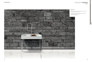 PremiumLine
                             CristAdUr® grando
                                                                      Landhaus




              grando M-100

              die spüle Grando passt perfekt in die landhaus-Küche. Aber auch
              modern interpretiert wirkt sie ästhetisch.

              • Optimaler Hygieneschutz durch schock-Antibac und Abperl-
                effekt (der schmutz perlt einfach ab)
              • licht in der spüle möglich




                                                                                                   grando
     platinumdesign stuttgart

82                                                                              83
 