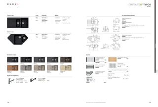 ®
                                                                                                                                                                                                                                                                                                                         tYpos
                                                                                                                       TYPOS D-150                                                                                                                                                                                            Modern




tYpos d-150                                                          preis            artikel-nr.                    einbau                                                                                                                                              im lieferumfang enthalten
                                                         120                   385




                                                  36
                                                                     699,–            tYp d 150 a                    installation:         einbau von oben,                        120         385
                                                                                                                                                                                                                                                         600




                                                                                                                                                                           36
                                                                                                                                                                                                                                                                         Glasschneidbrett, uni
                                                                                      (Auflage)                                            Unterbau                                                                                                                     For installation from top
                                                                                                                                                                                                                                                                         629036




                                                                                                                                                                                                                                                                480
                                                                     711,–            tYp d 150 U                    Unterschrank:         60 cm                                                                                                 0                      Maße für Einbau
                                                                                                                                                                                                                                              R1                         629036U
                                                                                                                                                                                                                                                                              von oben




                                                                                                                                                                                                             500
                                                                                      (Unterbau)                     eckschrank:           –                                                                                                         980        5
                                                                                                                     position:
                                                                                                                               ART C-150   Becken reversibel
                                                                                                                                                                                                                                              Maße für Einbau
                                                                                                                                                                                                                                                                         resteschale edelstahl
                                                                                                                                                                                                                                                                         629043
                                                                                                                                                                              1000                                                            von oben                   Ablaufgarnitur 3½”, Korbventil, exzenterbedienung,




                                                                                                 500
                                                                                                                                                                                                                     429                                                 Chrom glänzend
                                                                                                                                                                                  159          312




                                                                                                                                                                                                                                              R1
                                                                                                                                                                                                                     353
                                                                                                                                                                                                                                                                         629301




                                                                                                                                                                                                                                                                486
                                                                                                                                                                                                                                                                        For undermount installation




                                                                                                                                                                                                                                                0
                                                                                                                                                                                  130
                                                                                                                                                                                                                                                                        Maße für Unterbau




                                                                                                                                                                                             200
                                                                                                                                                                                                                                                     986




                                                                                                                                                                                                                            309
                                                                                                                                                                                                                                              Maße für Unterbau
                                                                                                                                                                                                         5
tYpos c-150                                                                                                                                                                              600


                                                                     764,–            tYp c 150 a                    installation:         einbau von oben,                                                                                          899
                                                       1000     63                277 age)                                                                                                         277                                               619                 resteschale edelstahl




                                                                                                                                                                                        63
                                                                                    (Aufl                                                  Unterbau                                                                                     r30                             For installation from top
                                                                                                                                                                                                                                                                         629244




                                                                                                                                                                                                                                                                170
                                                                     776,–            tYp c 150 U                    Unterschrank:         80 cm                                                                                               135°                     Maße für Einbau
                                                                                                                                                                                                                                  r30            13                      Ablaufgarnitur 3½”, Korbventil, exzenterbedienung,




                                                                                                                                                                                                                                                                  480
                                                                                      (Unterbau)                     eckschrank:           90 cm




                                                                                                                                                                                                              337
                                                                                                                                                                                                                                                    5°                        von oben




                                                                                                                                                                                                             500
                                                                                                                                                                            440
                                                                                                                                                                                                                                                                         Chrom glänzend
                                                                                                                     position:             Becken rechts                                                                                 r30
                                                                                                                                        429                                                                                                Maße für Einbau               629305
                                                                                                                                                                                                                                           von oben
                                                       159                      312                                                     353

                                                                                                  337
                                                                                                                                                                                  979




                                                                                                 500
                                                                                                                                                                                                                                                     899
                                                   440




                                                                                                                                                                                                                     439                             619
                                                                                                                                                                                349             250




                                                                                                                                                                                                                                                                                                                                       TrendLine
                                                                                                                                                                                                                                        r30                             For undermount installation




                                                                                                                                                                                                                                                                170
                                                                                                                                                                                                                                               135°                     Maße für Unterbau
                                                        130




                                                                                                                                                                                               178
                                                                                                                                                                                  203
                                                                                                                                                                                                                                  r30
                                                                          200



                                                                                                                                                                                                                                                 13




                                                                                                                                                                                                                                                                  480
                                                                                                                                                                                                                            313
                                                                                                                                                                                                                                                    5°
                                                                                                                                                                                                                                         r30




                                                                                                                                                         309
                                                                                                                                                                                                                                           Maße für Unterbau
                                                                                                                                                                                    800

                                                         979
                                                                                         5
erhältliche farben
                                                                  600                                                                                           Zubehör

                                                                                                                                                                                                Glasschneidbrett, uni                                      schneidbrett, Bambus
                                                       350                      251                                                     439                                                     für Auflage-spülen                                         629044            95,–
                                                                                                                                                                                                629036               95,–
                                                                                                                                                                                                für Unterbau-spülen
                                                                                                                                                                                                629036U              95,–
                                                                          178
                                                         203




nero (13)                       lava (40)                      onyx (10)                             inox (12)                       Mocha (63)
Unifarbe                        Strukturfarbe                  Metallicfarbe                         Metallicfarbe                   Unifarbe                                                                                                              Geschirrkorb




                                                                                                                                                          313
                                                                                                                                                                                                resteschale edelstahl                                      (für typos C-150)
            For installation from top                                                            For undermount installation                                                                         MEASUREMENTS
                                                                                                                                                                                                (für typos d-150)           IN MILLIMETRE                  629170                       40,–
                                                                                                                                                                                                629043
            Maße für Einbau von oben                                                             Maße für Unterbau                                                                                       MASSANGABEN IN MILLIMETER
                                                                                                                                                                                                                             Fertige Bohrungen für exzenter und Armatur




                                                                                                                                                                                                                                                                                                                                                   tYpos
cayenne (11)                    arena (47)                     gobi (58)                             terra (38)                      colorado (08)                                              resteschale edelstahl        629004                                  35,–
Metallicfarbe                   Strukturfarbe                  Strukturfarbe                         Strukturfarbe                   Unifarbe
                                                                                                                                                                                                (für typos C-150)
                                                                                                                                                                                                629244                       easy Care set
armaturen-empfehlung
                    600                                                                                                                                                                                                      629018                                             30,– / set
                                                                                                  R1




                                                                                                                            486
                                                                                                    0




                                                                                                                                                                comfotouch                                                   easy Care Aufheller 250ml
                       sCHOCK Zelos                                            sCHOCK neos
                                                                                                                                                                                                                             629019                                         16,– / stück
                                         480




                       edelstahl poliert                                                     ®


                0      mit ausziehbarem Auslauf                                542000+farbnr.          219,–
             R1        552120 glanZ       489,–                                                                986
            For installation from top                                                            For undermount installation                                    629830                                   MEASUREMENTS IN MILLIMETRE
                                                                                                                                                                                                                 350,–
                       980
            Maße für Einbau von oben
                                          5                                                      Maße für Unterbau                                                                                       MASSANGABEN IN MILLIMETER




128                                                                                                                                                             Alle preise in euro zzgl. gesetzl. Mehrwertsteuer                                                                                                                129
 