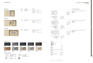 ®
                                                                                                                                                                                                                                                                                                                        VenUs
                                                                                                                             VENUS D-100                                                                                                                                                                                     Klassik




VenUs d-100                                                               preis            artikel-nr.                     einbau                                                                                                                                       im lieferumfang enthalten
                                                                                 441




                                                          71
                                                                          399,–            Ven d 100 a                     installation:    einbau von oben                            441




                                                                                                                                                                          71
                                                                                                                                                                                                                                                                       Ablaufgarnitur 3½”, Korbventil, exzenterbedienung,
                                                                                                                           Unterschrank:    50 cm                                                                                                                      For installation from top
                                                                                                                                                                                                                                                                       Chrom glänzend




                                                                                                                                                                                                                                                           480
                                                                                                                           eckschrank:      –                                                                                                R10                       Maße für Einbau
                                                                                                                                                                                                                                                                       629377oben




                                                                                                                                                                                                  502
                                                                                                                           position:        Becken reversibel                                                                                                                von
                                                                                                                                                                                                                                                     500
                                                                                                                            VENUS D-150                                                                                                            840
                                                                                                                                                                                                                                            Maße für Einbau
                                                                                                                                                                               862                                                          von oben




                                                                                                      502
                                                                                                                                                                                       378                                  441
                                                                                                                                                                                                                                                                       For undermount installation
                                                                                                                                                                                                                                                                       Maße für Unterbau




                                                                                                                                                                                 195




                                                                                                                                                                                                                                    305
VenUs d-150                                                                                                                                                                            500

                                                                                 405
                                                               74
                                                                    862 499,–              Ven d 150 a                     installation:    einbau von oben                                   405                                                          8




                                                                                                                                                                                74
                                                                                                                                                                                                                                                                       Ablaufgarnitur 3½”, Korbventil, exzenterbedienung,
                                                                                                                           Unterschrank:    60 cm                                                                                                                      For installation from top
                                                                                                                                                                                                                                                                       Chrom glänzend




                                                                                                                                                                                                                                                               480
                                                                                                                           eckschrank:      –                                                                                                                          Maße für Einbau
                                                                                                                                                                                                                                             R10                       629379oben




                                                                                                                                                                                                        502
                                                                                                                           position:        Becken reversibel                                                                                                                von

                                                                                                                            VENUS D-200
                                                                                                                                                                                                                                                     600
                                                                                                                                                                                                                                                   980

                                                                                                                                                                                                                                            Maße für Einbau




                                                                                                     502
                                                                                 378                                                       441                                   1002
                                                                                                                                                                                                                            439
                                                                                                                                                                                                                                            von oben

                                                                                                                                                                                168           339                           293
                                                                                                                                                                                                                                                                       For undermount installation




                                                                                                                                                                                                                                                                                                                                       TrendLine
                                                                                                                                                                                137
                                                                                                                                                                                                                                                                       Maße für Unterbau




                                                                                                                                                                                            202




                                                                                                                                                                                                                                     311
                                                                         195




                                                                                                                                                                                                          8




                                                                                                                                                          305
VenUs d-200                                                                                                                                                                                 600

                                                                                     407
                                                              1002
                                                         74




                                                                           599,–           Ven d 200 a                     installation:    einbau von oben                                         407
                                                                                                                                                                                                                                                                        Ablaufgarnitur 3½”, Korbventil, exzenterbedienung,




                                                                                                                                                                                      74
                                                                                                                           Unterschrank:    80 cm                                                                                                                      For installation from top
                                                                                                                                                                                                                                                                        Chrom glänzend
                                                                                 500




                                                                                                                                                                                                                                                                 480
                                                                                                                           eckschrank:      –                                                                                                R10                       Maße für Einbau
                                                                                                                                                                                                                                                                        629381
                                                                                                                                                                                                                                                                             von oben
                                                                                                                           position:        Becken reversibel




                                                                                                                                                                                                              503
                                                                                                                                                                                                                                                       800
                                                                                                                                                                                                                                                   1140
                                                                                                                                           439                                                                                              Maße für Einbau
                                                              168                    339                                                                                             1163
                                                                                                     503




                                                                                                                                           293                                                                                              von oben

                                                                                                                                                                                  352               348                     426                                        For undermount installation
                                                                                                                                                                                                                                                                       Maße für Unterbau




                                                                                                                                                                                      202
                                                               137




                                                                                                                                                                                                  202




                                                                                                                                                                                                                                    312
                                                                             202




                                                                                                                                                           311
                                                                                                                                                                                            800
            For installation from top                                                            For undermount installation                                                                        MEASUREMENTS IN MILLIMETRE
                                                        1163
            Maße für Einbau von oben                                                              8
                                                                                                 Maße für Unterbau                                                                                  MASSANGABEN IN MILLIMETER
erhältliche farben                                                                                                                                               Zubehör
                                                                          600
                                                                                                                                                                 comfotouch

                                                        352                          348                                                   426
                                      480




                                lava (40)
                                                                                                                                                                 629830                                                   350,–
nero (13)                                                            onyx (10)                             inox (12)                  Mocha (63)
                                                         202




                                                                              202




Unifarbe                        Strukturfarbe                        Metallicfarbe                         Metallicfarbe              Unifarbe
                R10                                                                                                                                              led-licht
                                                                                                                                                          312




                                                                                                                                                                 629024                                                   295,–
                           500
            For installation from top                                                            For undermount installation                                                                        MEASUREMENTS IN MILLIMETRE
                                                                                                                                                                 Fertige Bohrungen für exzenter und Armatur
                     840
            Maße für Einbau von oben                                                             Maße für Unterbau                                               629004                  MASSANGABEN     35,–                      IN MILLIMETER
cayenne (11)
Metallicfarbe
                                arena (47)
                                Strukturfarbe                    800 gobi (58)
                                                                     Strukturfarbe
                                                                                                           terra (38)
                                                                                                           Strukturfarbe
                                                                                                                                      colorado (08)
                                                                                                                                      Unifarbe
                                                                                                                                                                 easy Care set
                                                                                                                                                                 629018                                               30,– / set
armaturen-empfehlung
                                  8                                                                                                                              easy Care Aufheller 250ml
                        sCHOCK ideos-pro                                             sCHOCK siMi                                                                 629019                                             16,– / stück




                                                                                                                                                                                                                                                                                                                                                   VenUs
                        edelstahloptik                                                           ®


                        575120 edo     569,–                                         501000+farbnr.        179,–
                                        480




                        Chrom
          R10
        For installation fromchr
                      575120 top                459,–                                            For undermount installation                                                                        MEASUREMENTS IN MILLIMETRE
                      600
        Maße für Einbau von oben                                                                 Maße für Unterbau                                                                                  MASSANGABEN IN MILLIMETER
                                                                                                                                                                 Alle preise in euro zzgl. gesetzl. Mehrwertsteuer                                                                                                              157
                      980
 