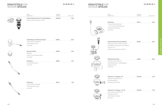 ersatZteile Für                                                                             ersatZteile Für
sCHOCK spülen                                                                               sCHOCK spülen


              Artikel-                                        ersatzteil                                  Artikel-                                       ersatzteil
              Bezeichnung                                     Artikel-Nr.   preis in euro                 Bezeichnung                                    Artikel-Nr.   preis in euro

              exzenter drehknopf 45 mm inkl. drehbetätigung   628102/2            13,00
              Ausführung schock-design ab 12.2008
                                                                                                          Bowdenzug                                      628113              20,00
                                                                                                          mit einem Zylinder, einer Kugel
                                                                                                          1 1/2”-exzenter-Unterteil Abgang 90°
                                                                                                          Ausführung schock-design
                                                                                                          ab 05.2000




                                                                                                                                                                                       ersatZteile / schock easY care
              drehbetätigung mit Messing-drehgriff            628200              32,00
              verchromt einschl. Bowdenzug                                                                siebkorbexzenterventil mit Ventilkelch         628100              42,00
              mit zwei Zylindern (sanit)                                                                  Bowdenzug mit einem Zylinder, einer Kugel
              bis 05.2000                                                                                 drehbetätigung, überlaufanschluss Abgang 90°
                                                                                                          Korbventil 3 1/2”
                                                                                                          Ausführung schock-design ab 05.2000
              Messing-drehgriff                               628206              14,00
              Baugruppe
              verchromt ohne Bowdenzug (sanit)
              bis 05.2000
                                                                                                          siebkorbexzenterventil                         628203              36,00
              Bowdenzug                                       628205              17,00                   Bowdenzug mit zwei Zylindern
              mit zwei Zylindern (sanit)                                                                  Mit überlaufanschluss, mit drehbetätigung
              bis 05.2000                                                                                 Abgang 90° (sanit)
                                                                                                          bis 05.2000




                                                                                                          korbventil 3 1/2” abgang 1 1/2”                628105/2            17,00
                                                                                                          Ventilkelch manuell stahl 18/10
                                                                                                          Mit überlaufanschluss
              Bowdenzug                                       628112                9,00                  Ausführung schock-design
              mit zwei Zylindern, eine Kugel
              Ausführung schock-design
              ab 05.2000
                                                                                                          korbventil 3 1/2” abgang 1 1/2” 90°            628105/3            17,00
                                                                                                          schmutzsieb manuell stahl 18/10
                                                                                                          Mit überlaufanschluss
                                                                                                          Ausführung schock-design
                                                                                                          ab 05.2000




172                                                                                                                                                                            173
 