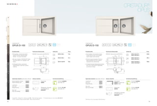 ®
                                                                                                                                                                                                                                                                     CRISTADUR
                                                                                                                                                                                                                                                                           OPUS
                 99
Polaris POL




                 89
Magnolia MGL




                 92
Avorio AVO




                      5,67$'85®                                                                                                                                 5,67$'85®
                                                                 45                                                      ANTIBAC                                                                            60




                                                                                                                                                                                                                                20
                                                                                                                                                                                                                           12
                                                                       20                                                                                                                                                                                                       ANTIBAC
                 87
                      OPUS D-100                                                                                                                                 OPUS D-150
Bronze BRO




                      Produktvorteile                                 Technische Einbaumaße                              Artikel-Nr.                     Preis   Produktvorteile                                     Technische Einbaumaße                                 Artikel-Nr.                        Preis

                 86
                      ŘÃÃ LQ]LJDUWLJHVÃSXULVWLVFKHVÃ6S¾OHQÃ
                        (                                             3')';))ÃZZZVFKRFNGH238'                                    OPU D 100 A       719,–   ŘÃÃ DVÃWUHQGLJHÃXQGÃSXULVWLVFKHÃ'HVLJQÃ
                                                                                                                                                                   '                                                 3')';))ÃZZZVFKRFNGH238' $                                       OPU D 150 A S***    1049,–
Chocolate CHO




                        GHVLJQÃPLWÃHLQHPÃWUDSH]I¸UPLJHQÃÃ                                                                                                          ZXUGHÃ!(ÃPLWÃGHPÃUHQRPPLHUWHQÃÃ                                       120       403
                                                                                                                                                                                                                                                                                          OPU D 150 A W***
                                                                                               405
                        %HFNHQÃŎÃI¾UÃHFKWHÃ7UHQGVHWWHU                                                                                                            UHGGRWÃGHVLJQÃDZDUGÃSU¦PLHUW
                                                                                   40




                                                                                                                                                                                                                                     40
                                                                                          a                                            OPU D 100 U       731,–                                                                             a     b                                        OPU D 150 U S***    1061,–
                        0
                      ŘÃÃ LWÃQHXQÃEULOODQWHQÃ5,67$'85®Ã)DUEHQÃ                                                                                                    0
                                                                                                                                                                 ŘÃÃ LWÃGHPÃDXVGUXFNVVWDUNHQÃ3UHPLXP                                                                                     OPU D 150 U W***
                        ZLUGÃGLHVHÃ6S¾OHÃ]XPÃ+LJKOLJKWÃLQÃGHUÃ                                                                                                     JODVVFKQHLGEUHWWÃZLUGÃGHUÃPRGHUQHÃ




                                                                                                                                                                                                                                                               443

                                                                                                                                                                                                                                                                     500
                                                                                                          446

                                                                                                                500




                                                                                                                                                                                                                     336
                        .¾FKH                                                                                                         OPU D 100 FB**    759,–     /HEHQVVWLOÃQRFKÃXQWHUVWULFKHQ                                                                                         OPU D 150 FB S***   1099,–
                                                                                                                                                                                                                                                                                          OPU D 150 FB W***
                 88
Stone STO




                      ŘÃÃ X¡HUJHZ¸KQOLFKHUÃSDWHQWLHUWHUÃ
                        $                                                                 b                                                                      ŘÃÃ X¡HUJHZ¸KQOLFKHÃ0DWHULDOHLJHQVFKDIWHQÃ
                                                                                                                                                                   $                                                                       c     d
                        'HVLJQ¾EHUODXIÃUXQGHWÃGLHÃPRGHUQHÃ                              860                                                                        GXUFKÃGHQÃ5,67$'85®Ã$ESHUOHIIHNWÃ                                     1000
                        2SWLNÃDE                                                                                                                                  XQGÃ6FKRFNÃ$QWLEDF
                                                                                               335                                                                                                                                        150        335




                                                                                                                                                                                                                                                                     306
                                                                                                                312




                 90
Carbonium CAR




                      Optionales Zubehör VLHKHÃ6HLWHÃ ('! )        Inklusiv Zubehör                                   Armaturenempfehlung                     Optionales Zubehör VLHKHÃ6HLWHÃ ('! )            Inklusiv Zubehör                                      Armaturenempfehlung

                      *ODVVFKQHLGEUHWWÃVFKZDU]         629046*                            5HVWHVFKDOH                                  6+2.ÃPHOBOS             FRPIRWRXFK                       629830                                  6FKQHLGEUHWW                                    6+2.ÃPHOBOS
                      *ODVVFKQHLGEUHWWÃZHL¡Ã           629045*                            629029                                       VLHKHÃ6HLWHÃ %           /('/LFKW                        629024                                  629046*ÃVFKZDU]ÃRGHU                          VLHKHÃ6HLWHÃ %
Magma MAG




                 97
                                                                                                                                                                 )HUWLJHÃ%RKUXQJ                  629004                                  629045*ÃZHL¡
                      FRPIRWRXFK                       629830
                      /('/LFKW                        629024                                                                                                    (DVÃDUH                        629018
                      )HUWLJHÃ%RKUXQJ                  629004                             $EODXIJDUQLWXUÃ.RUEYHQWLOÃ                 6+2.ÃSC-200             (DVÃDUHÃ$XIKHOOHU              629019                                  5HVWHVFKDOH                                     6+2.ÃSC-200
                                                                                          ([]HQWHUEHGLHQXQJ                            VLHKHÃ6HLWHÃ %$                                                                                    629029                                          VLHKHÃ6HLWHÃ %$
                      (DVÃDUH                        629018                             629332PD
                      (DVÃDUHÃ$XIKHOOHU              629019
Puro PUR




                 84
                                                                                                                                                                                                                                          $EODXIJDUQLWXUÃ.RUEYHQWLOÃ
                                                                                                                                                                                                                                          ([]HQWHUEHGLHQXQJ
                                                                                                                                                                                                                                          629334PD

                      *Ã=XVDW] AÃ Ã$XƃDJH UÃ Ã8QWHUEDXÃRGHU FBÃ Ã)O¦FKHQE¾QGLJÃDQJHEHQÃÃÃÃÃ** )O¦FKHQE¾QGLJÃQXUÃLQÃGHQÃ)DUEHQÃ90Ã92 97
                      *** SÃ ÃVFKZDU]HVÃ*ODVVFKQHLGEUHWW0ÃWÃ ÃZHL¡HVÃ*ODVVFKQHLGEUHWW                                                                            $OOHÃ3UHLVHÃLQÃ(XURÃ]]JOÃJHVHW]OÃ0HKUZHUWVWHXHU

                78                                                                                                                                                                                                                                                                                                79
 