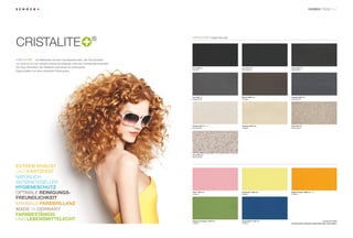 FARBEN TRENDLINE




                                                                                                         ®

                                                                   ®                                         – Colour Your Life




             ®
               – ein Meilenstein auf dem Granitspülenmarkt, das Trendmaterial
von Schock und der weltweit anerkannte Klassiker unter den Granitspülenmaterialien.
Die neue Generation des Klassikers überzeugt mit verbesserten                         Nero GNE (13)                               Lava GLA (40)           Onyx GON (10)
                                                                                      Unifarbe                                    Strukturfarbe           Metallicfarbe
Eigenschaften und einer attraktiven Farbauswahl.



                                                                                      Nero GNE (13)                                                       Onyx GON (10)
                                                                                      Unifarbe                                                            Metallicfarbe




                                                                                      Inox GIN (12)                               Mocha GMC (63)          Graphite GGR (15)
                                                                                      Metallicfarbe                               Unifarbe                Strukturfarbe




                                                                                      Everest GEV (26) NEU                        Colorado GCO (08)       Gobi GSA (58)
                                                                                      Strukturfarbe                               Unifarbe                Strukturfarbe




                                                                                      Terra GTE (38)
                                                                                      Strukturfarbe




EXTREM ROBUST
UND KRATZFEST
NATÜRLICH-                                                                            Everest GEV (26) NEU
                                                                                      Strukturfarbe
ANTIBAKTERIELLER
HYGIENESCHUTZ
OPTIMALE REINIGUNGS-                                                                      *
                                                                                      Pink GPK (64)
                                                                                      Unifarbe
                                                                                                                                  Sunﬂower
                                                                                                                                  Unifarbe
                                                                                                                                           * GSU (68)     Bright Orange
                                                                                                                                                          Unifarbe
                                                                                                                                                                          * GBO (69) NEU

FREUNDLICHKEIT
MAXIMALE FARBBRILLANZ
MADE IN GERMANY
FARBBESTÄNDIG
UND LEBENSMITTELECHT                                                                  Peppermint Green * GPP (65)                 Ocean Blue * GOC (67)                                      * nur Nemo N-100 S
                                                                                      Unifarbe                                    Unifarbe                Drucktechnisch bedingte Farbabweichungen sind möglich.
 