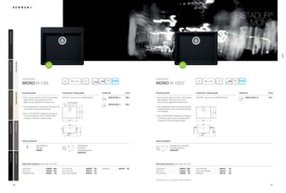 6766
CristaDUR®
Artikel-Nr.Produktvorteile Technische Einbaumaße
Mono N-100L
Preis
Inklusiv Zubehör
Artikel-Nr.Produktvorteile Technische Einbaumaße Preis
Inklusiv Zubehör
CristaDUR®
MONo
MON N100L A
MON N100L U
669,–
683,–
qrt askl22
580 x 51060
PDF/DXF: www.schock.de/MONN100L
NEU
Alle Preise in Euro zzgl. gesetzl. Mehrwertsteuer
CristaDUR®
Mono N-100LY
MON N100LY U 733,–
qrt skl
22
584 x 44680
PDF/DXF: www.schock.de/MONN100LY
NEU
• Eine moderne Spüle mit einem sehr großen,
tiefen Becken, das optional mit LED
Beleuchtung aufgewertet werden kann.
• Das geradlinige Design ist perfekt als große
Unterbauspüle für die hochwertige Küchen-
insel geeignet.​
• Der in CRISTADUR®
integrierte proHygienic
21 Schutz sorgt für einen unbeschwerten
Umgang mit frischen Lebensmitteln.
comfotouch 629830 360,-
LED-Licht 629024 305,-
Pro Care Set 629099 25,-
Easy Care Set 629018 30,-
Easy Care Aufheller 629019 16,-
Wastecap 628152 25,-
Ablaufgarnitur, Korbventil,
Exzenterbedienung
629324PD
417
465
600
527
329
Optionales Zubehör (siehe Seite 192-195)Optionales Zubehör (siehe Seite 192-195)
• Eine moderne Spüle mit einem sehr großen,
tiefen Becken, das optional mit LED
Beleuchtung aufgewertet werden kann.
• Das geradlinige und sympatische Design fügt
sich perfekt in jeden Küchenstil ein.
• Der in CRISTADUR®
integrierte proHygienic
21 Schutz sorgt für einen unbeschwerten
Umgang mit frischen Lebensmitteln.
comfotouch 629830 360,-
LED-Licht 629024 305,-
Fertige Bohrung 629004 38,-
Pro Care Set 629099 25,-
Easy Care Set 629018 30,-
Easy Care Aufheller 629019 16,-
Wastecap 628152 25,-
Diamantbohrer
SB Light
629095
Ablaufgarnitur,
Korbventil,
Exzenterbedienung
629324PD
40
101 101 101 (97)
417
530
600
527
329
dcba
PuroPUR(84)MagmaMAG(97)CarboniumCAR(90)StoneSTO(88)ChocolateCHO(86)
BronzeBRO(87)PolarisPOL(99)MagnoliaMGL(89)EarthEAR(82)
mono
 