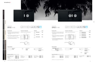 7170
CristaDUR®
Artikel-Nr.Produktvorteile Technische Einbaumaße
Opus D-100
Preis
Inklusiv Zubehör
CristaDUR®
Artikel-Nr.Produktvorteile Technische Einbaumaße
Opus D-150
Preis
Inklusiv Zubehör
CristaDUR®
opus
OPU D100 A
OPU D100 U
OPU D100 FB
745,–
759,–
870,–
OPU D150 A S**
OPU D150 A W**
OPU D150 U S**
OPU D150 U W**
OPU D150 FB S**
OPU D150 FB W**
1079,–
1093,–
1204,–
qrt asdjl20
840 x 48045
qrz asdjl
20
12
980 x 48060
PDF/DXF: www.schock.de/OPUD100 PDF/DXF: www.schock.de/OPUD150
Alle Preise in Euro zzgl. gesetzl. Mehrwertsteuer
Optionales Zubehör (siehe Seite 192-195)Optionales Zubehör (siehe Seite 192-195)
• Einzigartiges, puristisches Spülendesign mit
einem trapezförmigen Becken – für echte
Trendsetter.
• Mit neun brillanten CRISTADUR®
Farben wird
diese Spüle zum Highlight in der Küche.
• Außergewöhnlicher, patentierter Designüber-
lauf rundet die moderne Optik ab.
• Das trendige und puristische Design wurde
2009 mit dem renommierten reddot design
award prämiert.
• Mit dem ausdrucksstarken Premiumglassch-
neidbrett wird der moderne Lebensstil noch
unterstrichen.
• Außergewöhnliche Materialeigenschaften
durch den CRISTADUR®
Abperleffekt und
Schock proHygienic 21.
Schneidbrett schwarz
629046*
oder Schneidbrett weiß
629045*
Indutherm 629100 549,-
comfotouch 629830 360,-
LED-Licht 629024 305,-
Fertige Bohrung 629004 38,-
Pro Care Set 629099 25,-
Easy Care Set 629018 30,-
Easy Care Aufheller 629019 16,-
Wastecap 628152 25,-
Glasschneidbrett schwarz 629046* 145,-
Glasschneidbrett weiß 629045* 145,-
Indutherm 629100 549,-
comfotouch 629830 360,-
LED-Licht 629024 305,-
Fertige Bohrung 629004 38,-
Pro Care Set 629099 25,-
Easy Care Set 629018 30,-
Easy Care Aufheller 629019 16,-
Wastecap 628152 25,-
Resteschale
629029
Resteschale
629029
* Zusatz U = Unterbau oder FB = Flächenbündig angeben; bei Auflage kein Zusatz
** S = schwarzes Glasschneidbrett; W = weißes Glasschneidbrett
Diamantbohrer
SB Light
629095
Ablaufgarnitur,
Korbventil,
Exzenterbedienung
629332PD
Diamantbohrer
SB Light
629095
Ablaufgarnitur,
Korbventil,
Exzenterbedienung
629334PD
405
40
860
500
335
312
446
b
a
120 403
40
500
1000
150 335
336
443
306
dc
ba
PuroPUR(84)MagmaMAG(97)CarboniumCAR(90)StoneSTO(88)ChocolateCHO(86)
BronzeBRO(87)PolarisPOL(99)MagnoliaMGL(89)EarthEAR(82)
opus
 
