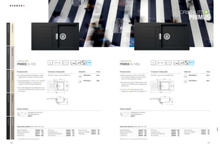 131130
Artikel-Nr.Produktvorteile Technische Einbaumaße Preis
Inklusiv Zubehör
Artikel-Nr.Produktvorteile Technische Einbaumaße Preis
Inklusiv Zubehör
Primus D-100 Primus D-100L
® ®
Optionales Zubehör (siehe Seite 192-195) Optionales Zubehör (siehe Seite 192-195)
qrt asjl20
840 x 48045
qrt asjl
20
980 x 48060
PRI D100 A
PRI D100 U
575,–
589,–
PRI D100L A
PRI D100L U
615,–
629,–
primus
®
PDF/DXF: www.schock.de/PRID100 PDF/DXF: www.schock.de/PRID100L
Alle Preise in Euro zzgl. gesetzl. Mehrwertsteuer* Zusatz U bei Unterbauspüle angeben
• Ein außergewöhnlich geradliniges, ruhiges
Design ganz im Stil der modernen Küche.
• Die Quarzpartikel in ®
schützen
die Spüle langfristig vor Abnutzung und
sorgen für eine sehr lange Haltbarkeit.
• Die Funktionalität kann beispielsweise durch
ein Glasschneidbrett oder comfotouch erwei-
tert werden.
• Moderne Spüle mit hoher Funktionalität
durch klassische Maße und viel Anspruch
durch ein herausragendes Design.
• Mit einem sehr großen, tiefen Becken, das
optional mit LED Beleuchtung aufgewertet
werden kann.
• ®
überzeugt durch den
integrierten Hygieneschutz proHygienic 21.
Glasschneidbrett 629036* 105,-
Bambusschneidbrett 629044 105,-
Geschirrkorb 629171 43,-
comfotouch 629830 360,-
LED-Licht 629024 305,-
Fertige Bohrung 629004 38,-
Diamantbohrer SB Light 629095 25,-
Pro Care Set 629099 25,-
Easy Care Set 629018 30,-
Easy Care Aufheller 629019 16,-
Wastecap 628152 25,-
Glasschneidbrett 629036* 105,-
Bambusschneidbrett 629044 105,-
Geschirrkorb 629171 43,-
comfotouch 629830 360,-
LED-Licht 629024 305,-
Fertige Bohrung 629004 38,-
Diamantbohrer SB Light 629095 25,-
Pro Care Set 629099 25,-
Easy Care Set 629018 30,-
Easy Care Aufheller 629019 16,-
Wastecap 628152 25,-
Ablaufgarnitur, Korbventil,
Exzenterbedienung
629371
Ablaufgarnitur, Korbventil,
Exzenterbedienung
629371
b
a
420
37,5
500
860
347
430
304
430
304
500
1000
551
37,5
478
a
b
NeroGNE(13)OnyxGON(10)BasaltGBA(41)InoxGIN(12)MochaGMC(63)
BetonGBT(42)ColoradoGCO(08)CremaGCM(14)EverestGEV(26)GobiGSA(58)
primus
 