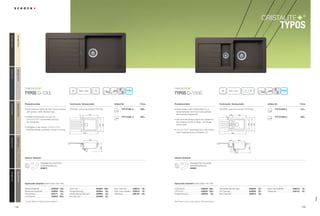 139138
Artikel-Nr.Produktvorteile Technische Einbaumaße Preis
Inklusiv Zubehör
Artikel-Nr.Produktvorteile Technische Einbaumaße Preis
Inklusiv Zubehör
Typos D-100L Typos D-150S
® ®
Optionales Zubehör (siehe Seite 192-195) Optionales Zubehör (siehe Seite 192-195)
qrt asjl20
980 x 48060
qrz asjl
20
12
840 x 41560
TYP D100L A
TYP D100L U
589,–
603,–
TYP D150S A
TYP D150S U
475,–
489,–
Typos
®
PDF/DXF: www.schock.de/TYPD100L PDF/DXF: www.schock.de/TYPD150S
Alle Preise in Euro zzgl. gesetzl. Mehrwertsteuer
• Eine moderne Spüle die dem Trend zu einem
sehr großen, tiefen Becken folgt.
• Perfekt kombinierbar mit den mit
®
ummantelten Schock
SC Armaturen.
• Verfügbar in den neuen ®
Erdtönen Basalt und Beton, sowie in Crema.
• Diese Spüle in den traditionellen 8 x 4
Industriemaßen wird durch eine größere
Beckentiefe aufgewertet.
• Das schmale Design eignet sich perfekt für
die moderne Küche in Stadt- und Single-
wohnungen.
•  ®
überzeugt durch den integri-
erten Hygieneschutz proHygienic 21.
Glasschneidbrett 629036* 105,-
Bambusschneidbrett 629044 105,-
Geschirrkorb 629171 43,-
comfotouch 629830 360,-
LED-Licht 629024 305,-
Fertige Bohrung 629004 38,-
Diamantbohrer SB Light 629095 25,-
Pro Care Set 629099 25,-
Easy Care Set 629018 30,-
Easy Care Aufheller 629019 16,-
Wastecap 628152 25,-
comfotouch 629830 360,-
LED-Licht 629024 305,-
Fertige Bohrung 629004 38,-
Diamantbohrer SB Light 629095 25,-
Pro Care Set 629099 25,-
Easy Care Set 629018 30,-
Easy Care Aufheller 629019 16,-
Wastecap 628152 25,-
Ablaufgarnitur, Korbventil,
Exzenterbedienung
629873
Ablaufgarnitur, Korbventil,
Exzenterbedienung
629881
* Zusatz U bei Unterbauspüle angeben
478
500
1000
547
37
309
430
a
b dc
435100
435
860
116 363
364
288
309
ba
37
NeroGNE(13)OnyxGON(10)BasaltGBA(41)InoxGIN(12)MochaGMC(63)
BetonGBT(42)ColoradoGCO(08)CremaGCM(14)EverestGEV(26)GobiGSA(58)
tyPos
 