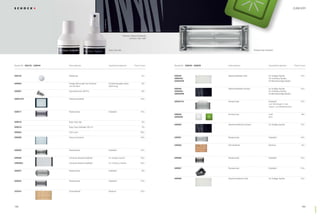 193192
Preis in EuroBestell-Nr. Zusatzinformationen628152 - 629044 629045 - 629059Informationen
628152
629004
629007
629015/N
629017
629018
629019
629024
629028
629029
629036
629036U
629037
629043
629044
629045
629045U
629045FB
629046
629046U
629046FB
629047/N
629049
629049G
629050
629051
629052
629056
629057
629059
Wastecap
Fertige Bohrungen für Exzenter
und Armatur
Diamantbohrer SB Pro
Glasschneidbrett
Resteschale
Easy Care Set
Easy Care Aufheller 250 ml
LED-Licht
Glasschneidbrett
Resteschale
Universal Glasschneidbrett
Universal Glasschneidbrett
Resteschale
Resteschale
Schneidbrett
Positionsangabe siehe
Zeichnung
Edelstahl
Edelstahl
für Auflage-Spülen
für Unterbau-Spülen
Edelstahl
Edelstahl
Bambus
Glasschneidbrett weiß
Glasschneidbrett schwarz
Resteschale
Resteschale
Glasschneidbrett schwarz
Resteschale
Schneidbrett
Resteschale
Resteschale
Glasschneidbrett weiß
für Auflage-Spülen
für Unterbau-Spülen
für flächenbündige Spülen
für Auflage-Spülen
für Unterbau-Spülen
für flächenbündige Spülen
Edelstahl
zum Einhängen in das
Haupt- und Nebenbecken
weiß
grün
für Auflage-Spülen
Edelstahl
Bambus
Edelstahl
Edelstahl
für Auflage-Spülen
Preis in EuroBestell-Nr. ZusatzinformationenInformationen
Premium Glasschneidbrett
schwarz oder weiß
Easy Care Set Resteschale Edelstahl
Zubehör
145,–
145,–
145,–
69,–
145,–
145,–
50,–
145,–
145,–
145,–
25,–
38,–
99,–
105,–
145,–
30,–
16,–
305,–
105,–
145,–
105,–
105,–
69,–
145,–
105,–
ZUBEHÖR
 