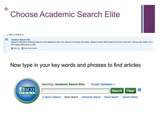 EBSCO: Set of databases subscribed to by Harbor School
