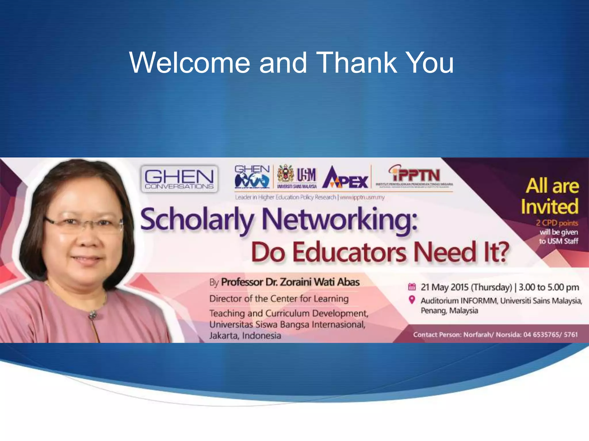 Welcome and Thank You
 