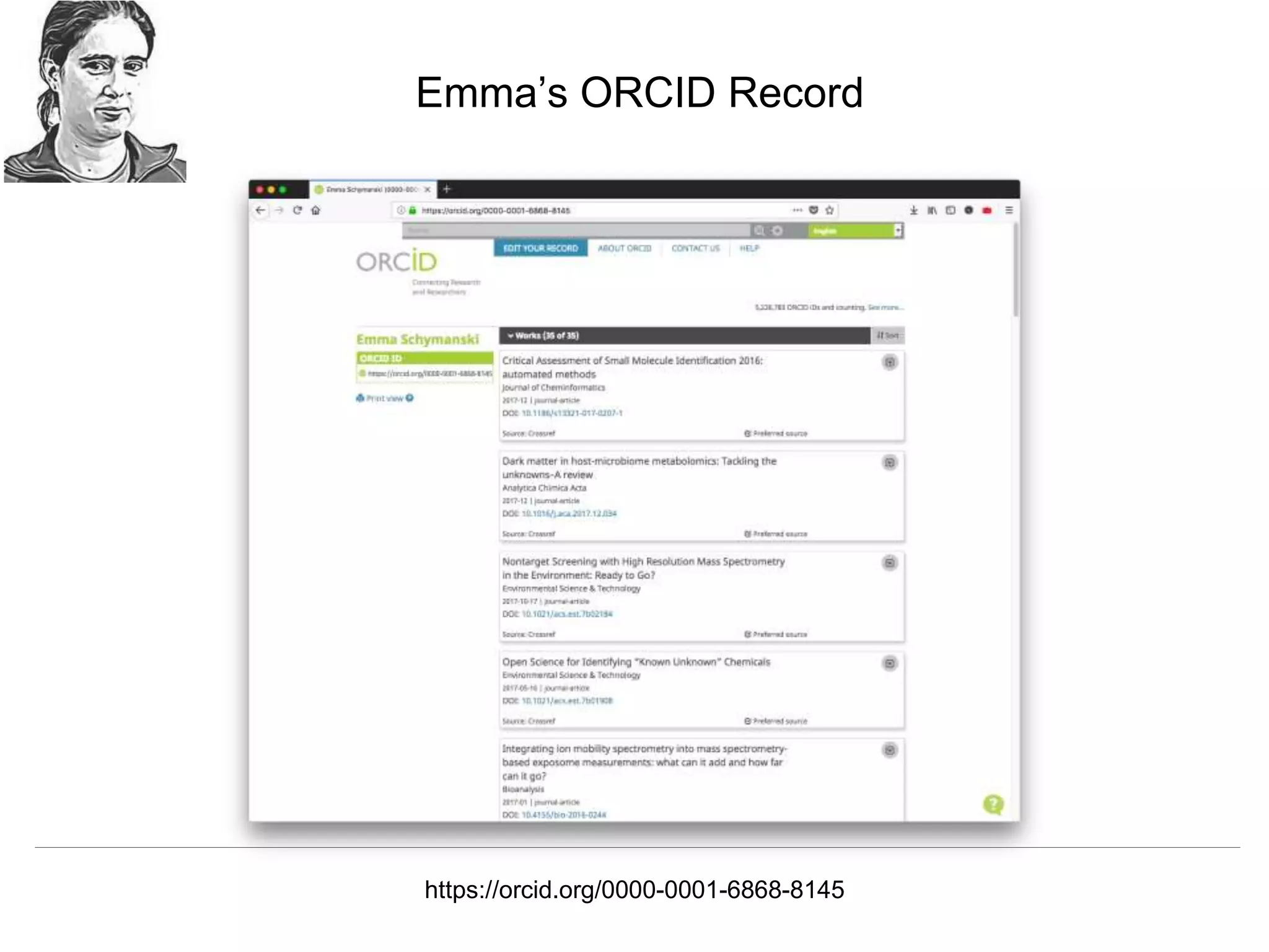 @mart1nkle1n @hvdsomp
TPDL2018, Porto, Portugal, 12 Sep 2018
https://orcid.org/0000-0001-6868-8145
Emma’s ORCID Record
 
