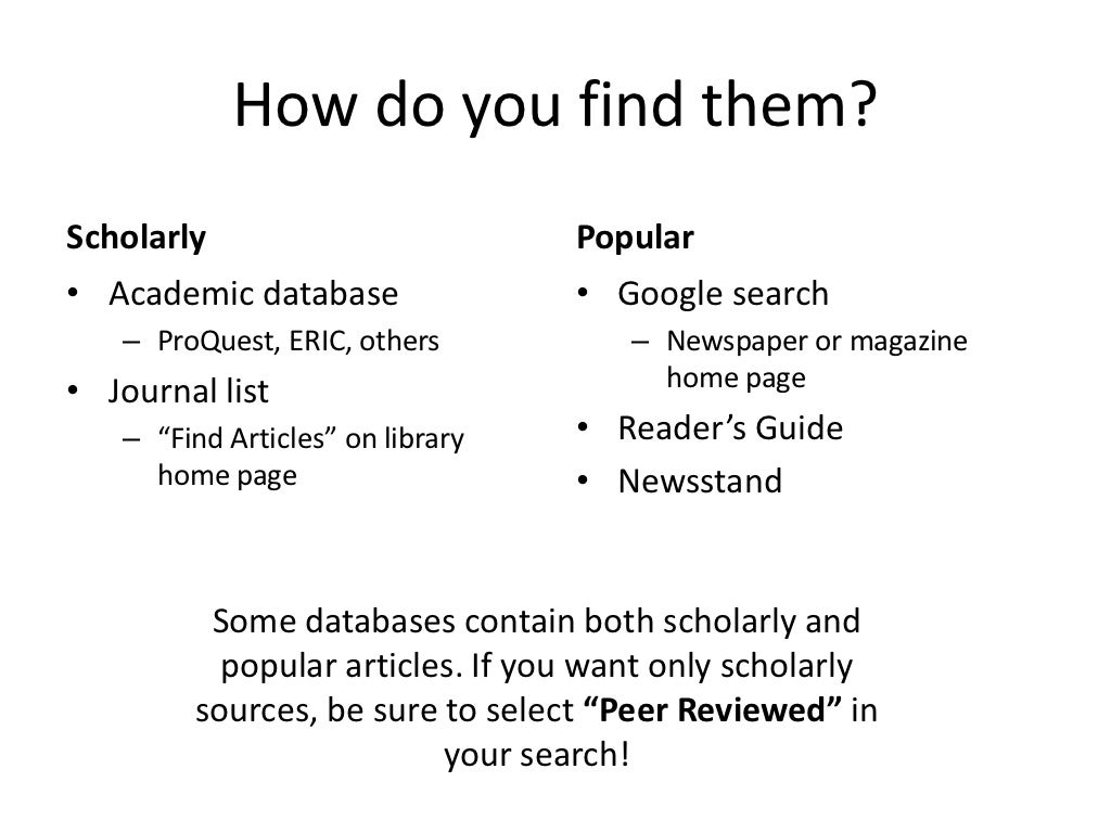 Scholarly Vs Popular