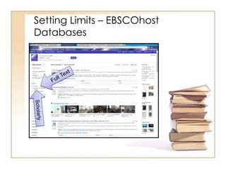 Setting Limits – EBSCOhost
Databases
 