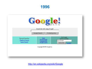 http://en.wikipedia.org/wiki/Google
1996
 