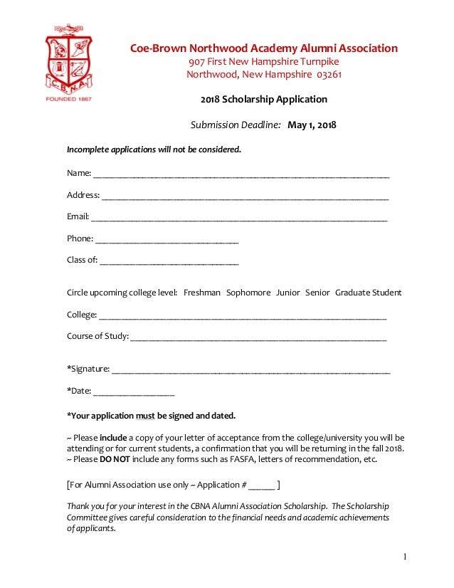 coe brown alumni association scholarship application 2018 letter of recommendation from alumni