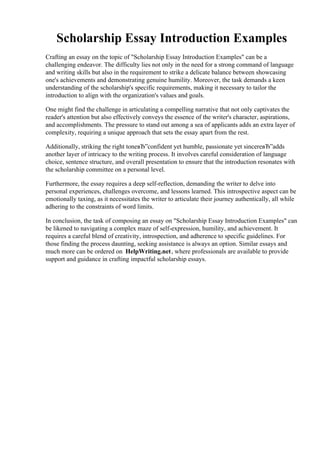 Scholarship Essay Introduction Examples | PDF