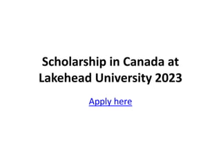 Scholarship in Canada at
Lakehead University 2023
Apply here
 
