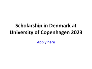 Scholarship in Denmark at
University of Copenhagen 2023
Apply here
 