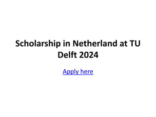 Scholarship in Netherland at TU
Delft 2024
Apply here
 