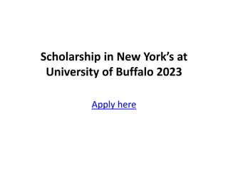 Scholarship in New York’s at
University of Buffalo 2023
Apply here
 