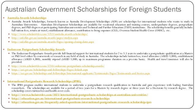 International postgraduate coursework scholarships australia