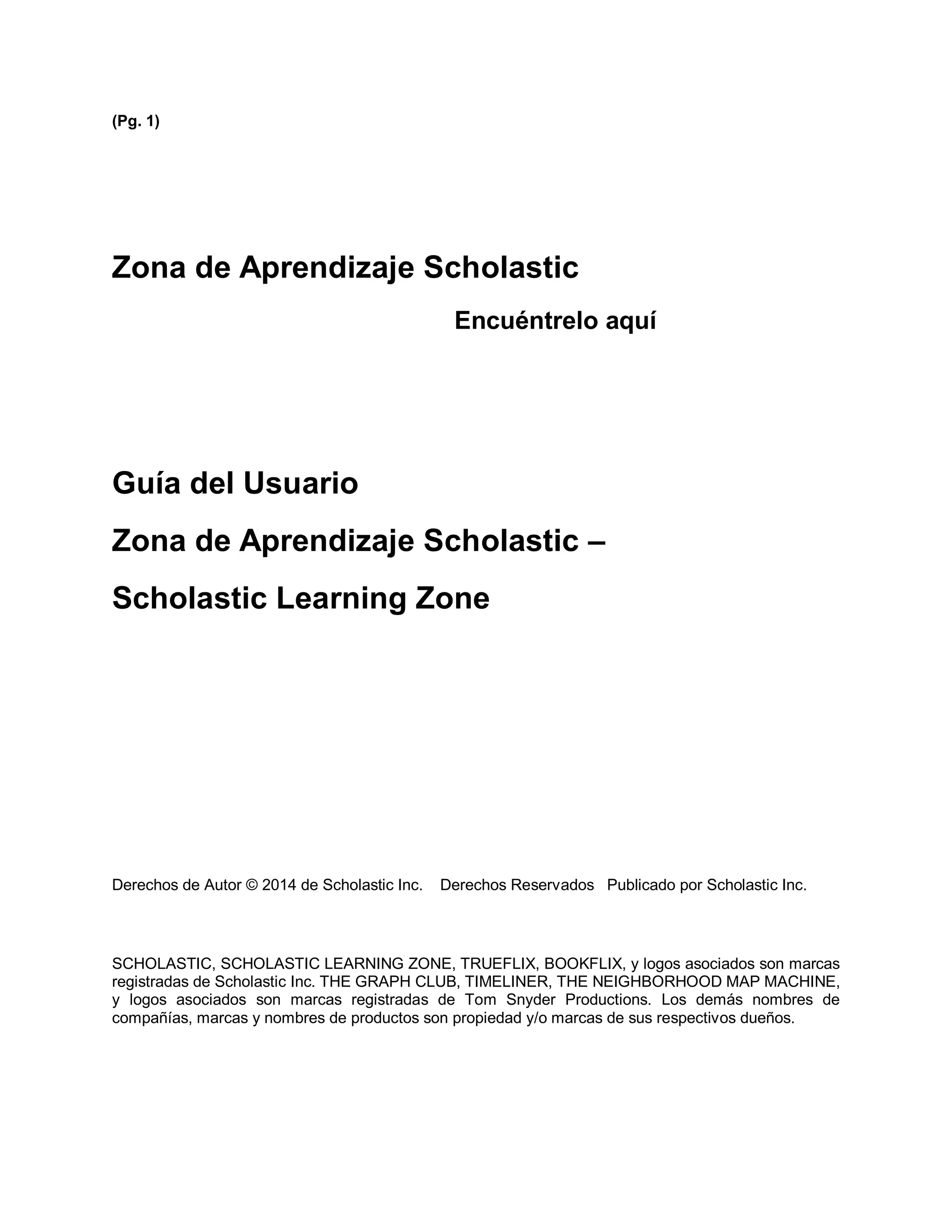 Scholastic Learning zone Guia del Usuario | PDF