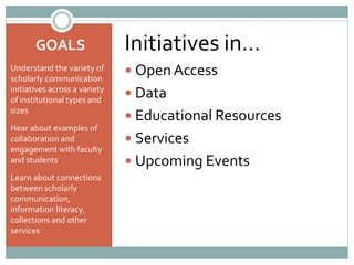 Celebrating Open Access Week: Scholarly Communication Initiatives in Academic Libraries