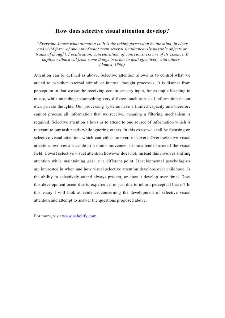 scholify essay dev selective attention attention field in form