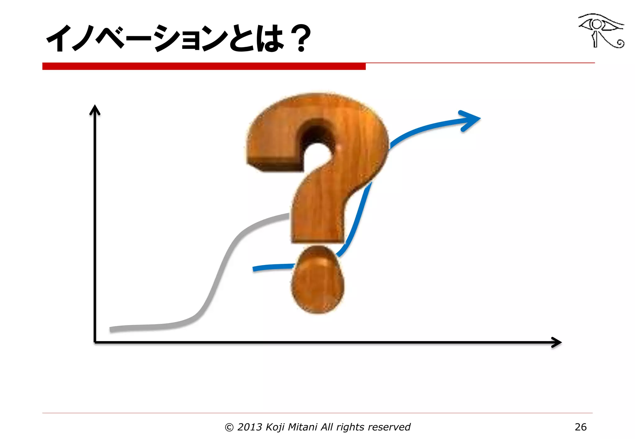 イノベーションとは？

© 2013 Koji Mitani All rights reserved

26

 