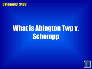 Game board Game board Category3  $400 What is Abington Twp v. Schempp 