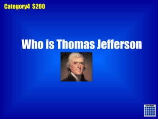 Game board Game board Category4  $200 Who is Thomas Jefferson 