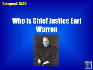 Game board Game board Category4  $400 Who is Chief Justice Earl Warren 