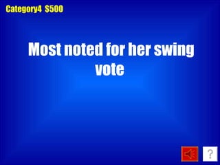 Category4  $500 Most noted for her swing vote  