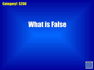 Game board Game board Category1  $200 What is False 
